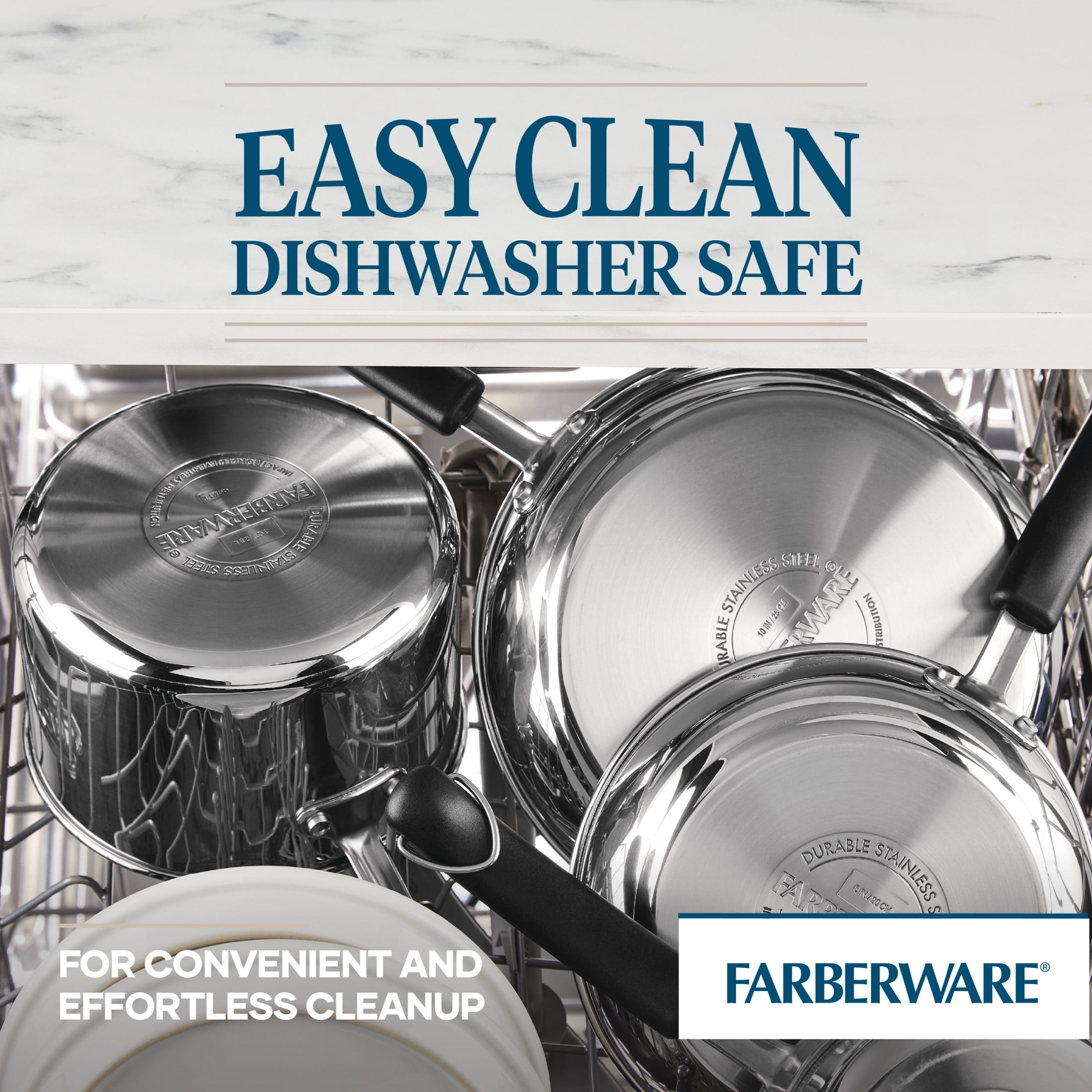 Farberware Brilliance 12.25 in Stainless Steel Frying Pan, Induction Compatible, Dishwasher Safe