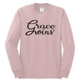 thumbnail image 2 of Wild Bobby Grace Wins Script Inspirational/Christian Men Long Sleeve Shirt, Light Pink, Small, 2 of 5
