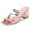 Pink, variant on Women's Strappy Square Open Toe Slide Sandals Slip On Block Mid Heels Mules Slippers Daily Dressy Party Shoes Size 9 Nude