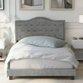 thumbnail image 6 of Upholstered Linen Bed Frame,Queen Platform Bed Frame,Mattress Foundation with Headboard,Solid Wood Slat Support,No Box Spring Needed,Gray, 6 of 6