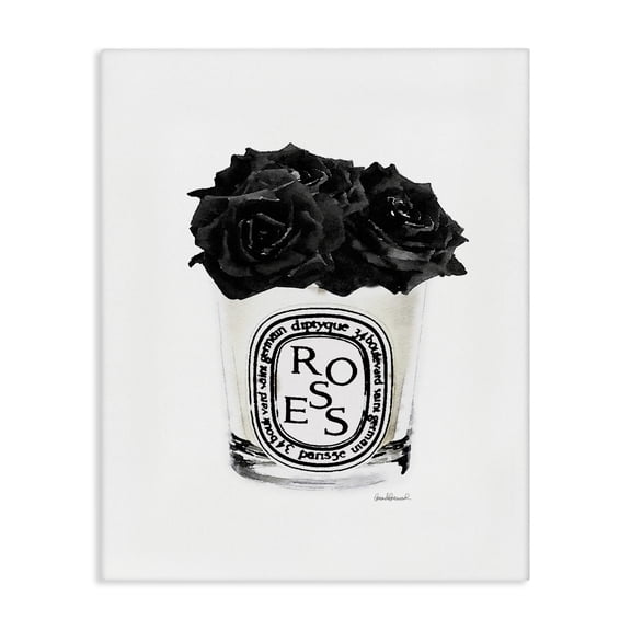 Stupell Industries Eclectic Fashion Designer Rose Flower Glass Black Watercolor Canvas Art, 16 x 20, by Amanda Greenwood