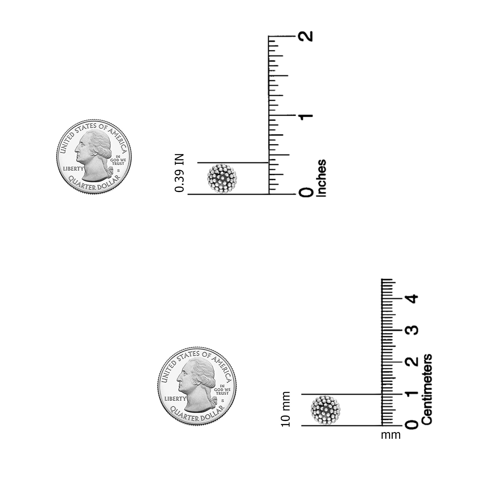 LeCalla 925 Sterling Silver Caviar Beaded Stud Earrings for Women and Teen 10MM
