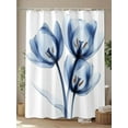 thumbnail image 4 of Fsddascl Blue Flowers Shower Curtain Set - Standard 72" x 72" Washable Bathtub Curtain with 12 Hooks, Botanical Ombre Tulip Floral Minimalistg Waterproof Fabric Stall Shower Curtains for Bathroom, 4 of 6