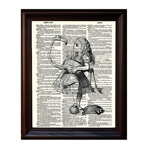 Alice and Flamingo - Dictionary Art Print Printed On Authentic Vintage Dictionary Book Page - 8 x 10.5