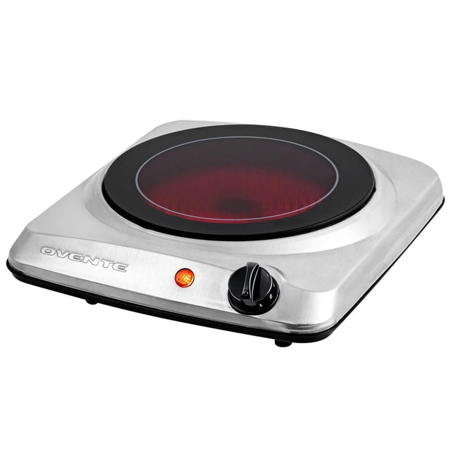 Ovente. Calentador para encimera de radiación infrarroja. 1000 vatios. Un único disco de cerámica de 18 cm con control de temperatura. Pies antideslizantes. Para interiores o exteriores. Cocina eléctr