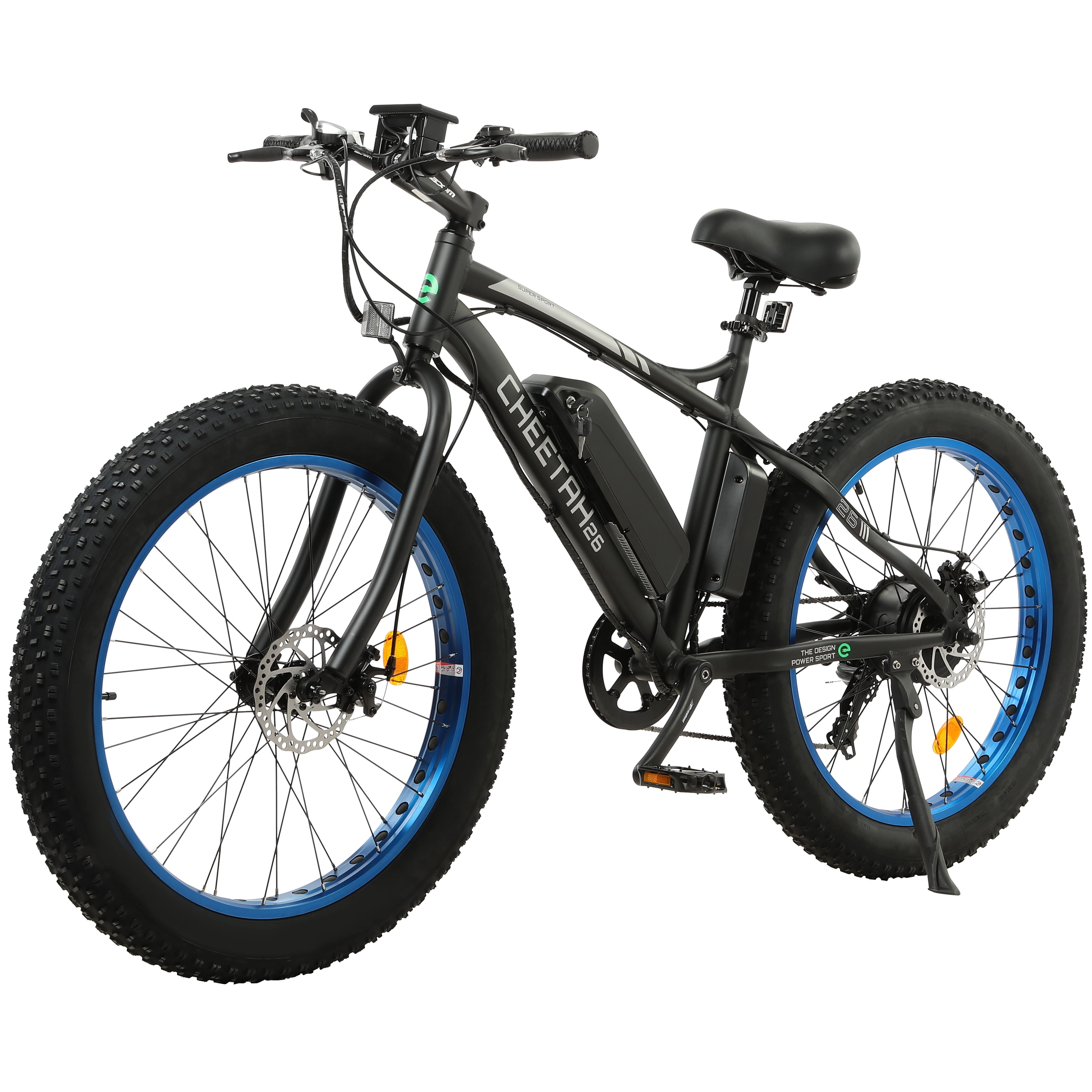 Adviseur musicus Feest Ecotric Powerful Electric Bicycle 26 In. x 4 In. Blue Fat Tire 500 W 36 V  12 AH Battery Moped Beach Mountain Snow Throttle and Pedal Assist - 90%  Pre-Assembled - Walmart.com