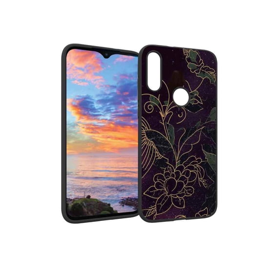 Gold-Floral-Dark-Grunge-Academia-aesthetic-4 Phone Case, Degined for Moto E 2020 Case Men Women, Flexible Silicone Shockproof Case for Moto E 2020
