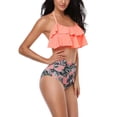 thumbnail image 5 of GYRATEDREAM Girls Women 2-Pieces Bikini Set Ruffle Bathing Suit Floral Halter Swimsuit, 5 of 7
