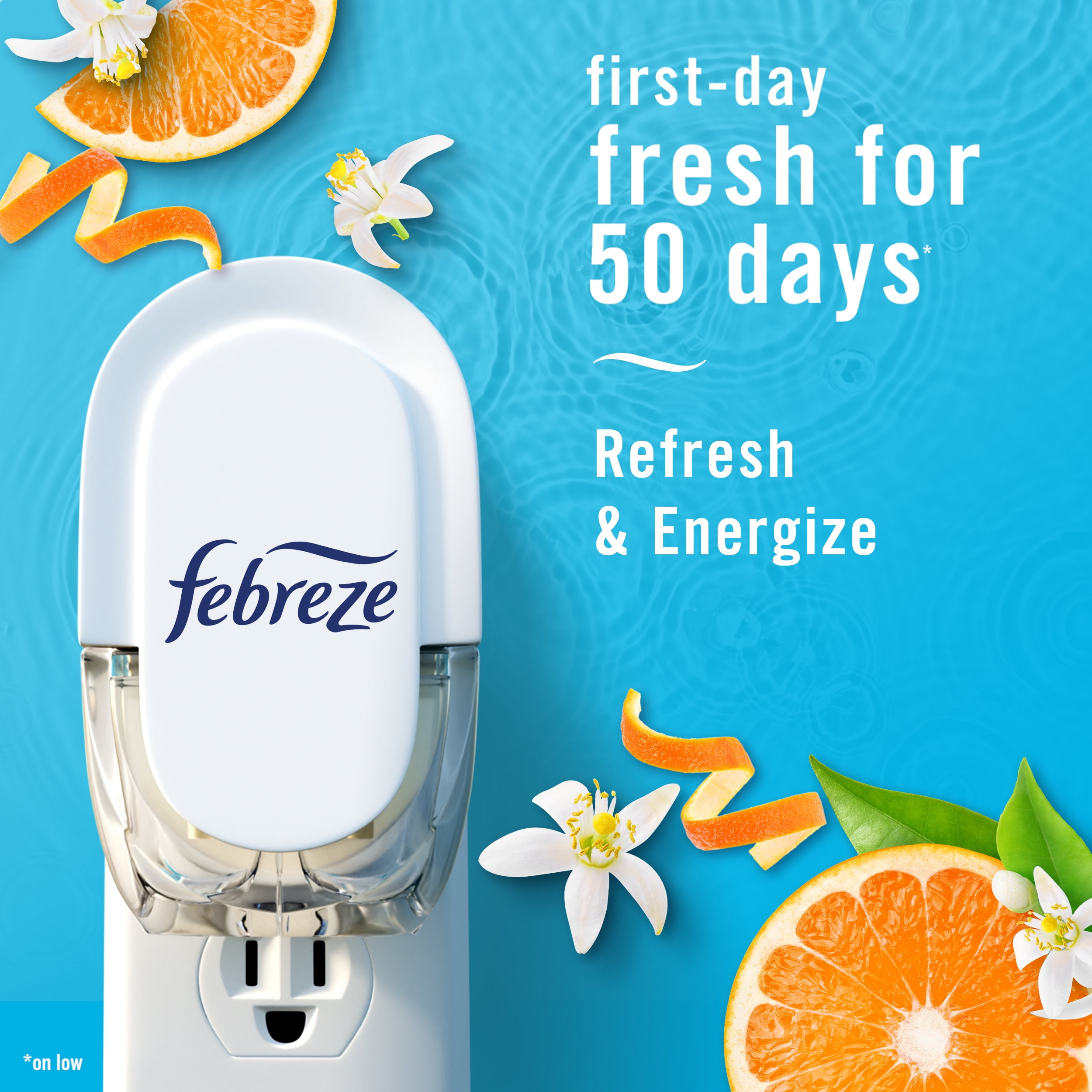 (3 pack) Febreze Plug In Air Freshener, Odor-Fighting Scented Oil Refill, Refresh & Energize, 2 Refill