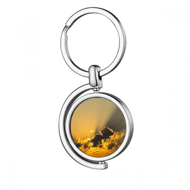 Ciel Soleil Foncé Orange Nuages Rotation Porte-Clés Porte-Clés en Métal