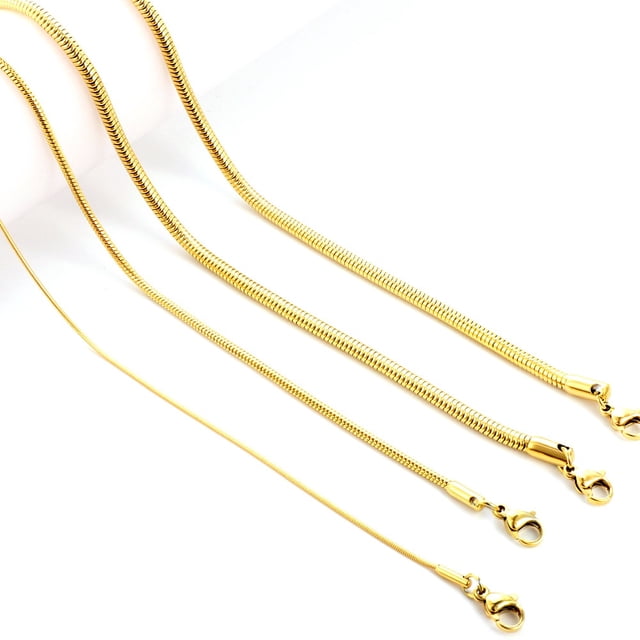 Cadenas de Color dorado ASON Inoxidable de 1-5mm, collar de cadenas de serpiente de acero inoxidable, joyería de cuerda torcida, accesorios de cadenas largas para mujeres Tan Jianjun unisex