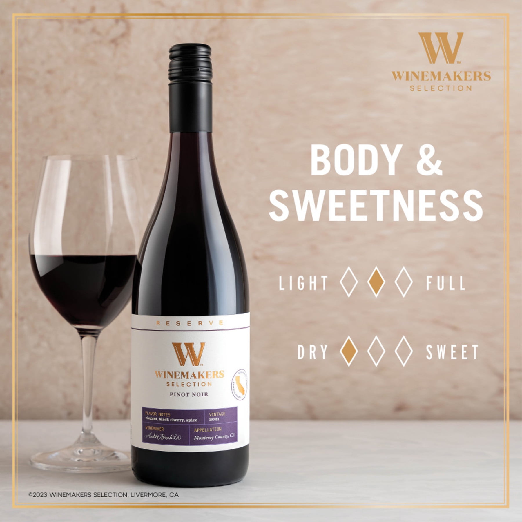 Winemakers Selection Pinot Noir Red Wine, 750ml