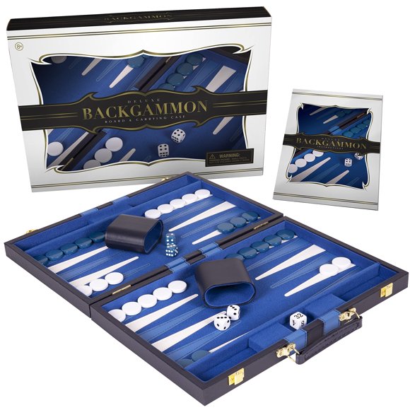 Set de backgammon Crazy Games Classic con funda de piel azul