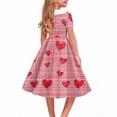 thumbnail image 4 of LEWKW Girls Short Sleeve Plaid Heart Print Vintage Dress Button Detail Peter Pan Collar Retro Swing Skirt Preppy School Style Classic Casual Wear, 4 of 7