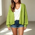 thumbnail image 2 of VISALY Lightweight Knit Cardigans Sweater for Women Chunky Waffle Knit Cardigans Open Front V Neck Oversized Bubble Long Sleeve Cropped Loose Knit Sweater Jacket Plus Sized Casual Fall Coat Green A, 2 of 4