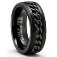 thumbnail image 1 of Men's Stainless Steel Curb Chain Link Spinner Fidget Ring Anxiety Band Black Blue 8MM, 1 of 4