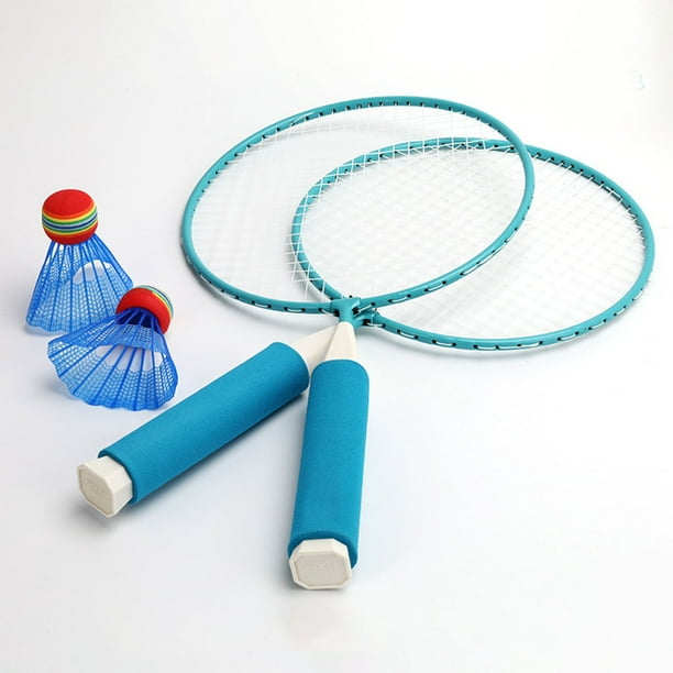 Juego de raquetas de bádminton para niños, mango antideslizante suave de malla grande, agarre cómodo, raquetas de bádminton para niños con 2 bolas, color azul YUNYI BRAND Deportes