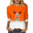 thumbnail image 1 of Lolmot Women's Round Neck Three Quarter Sleeve Christmas Printed Top, 1 of 1