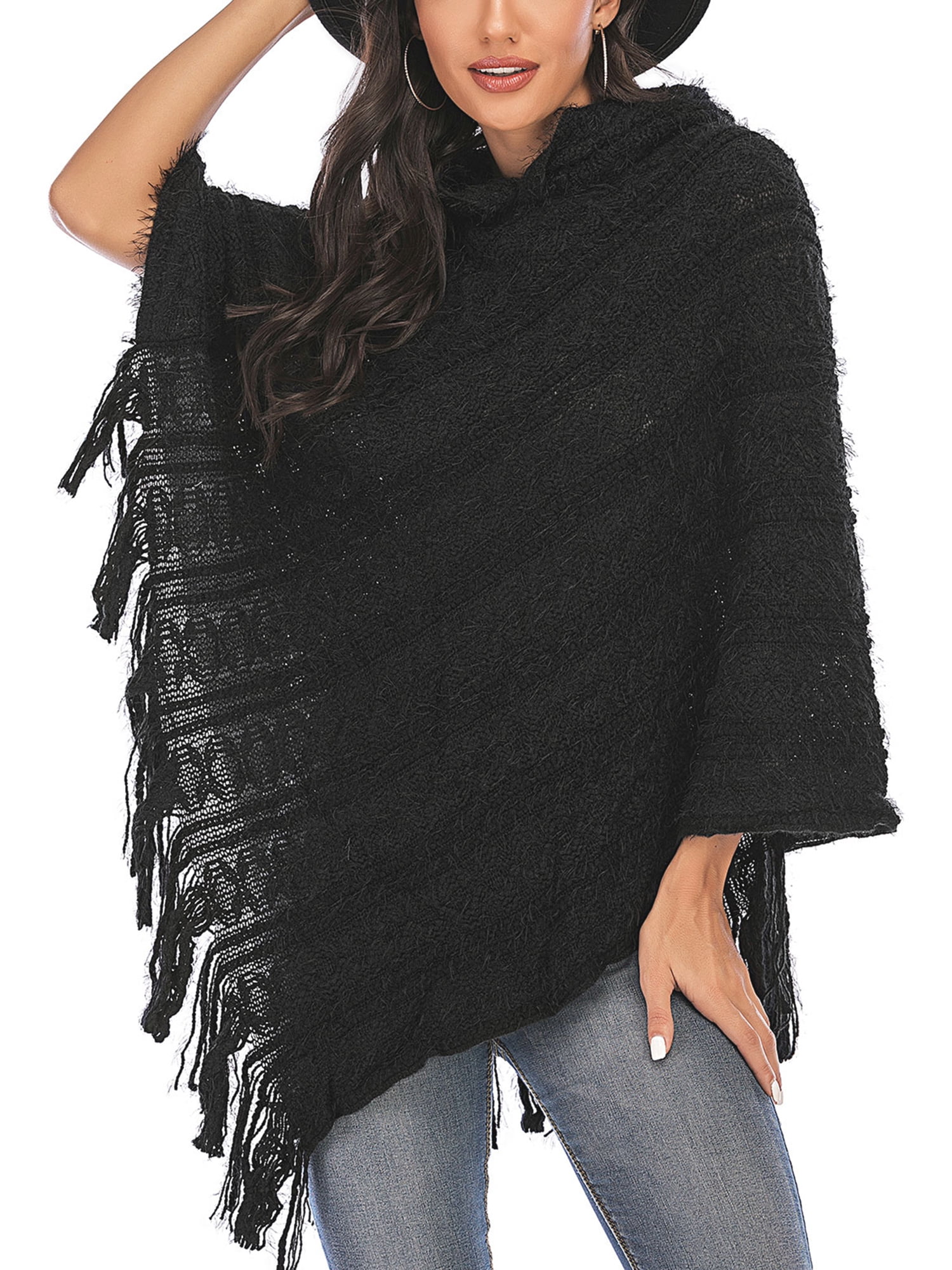 hooded poncho sweater women's