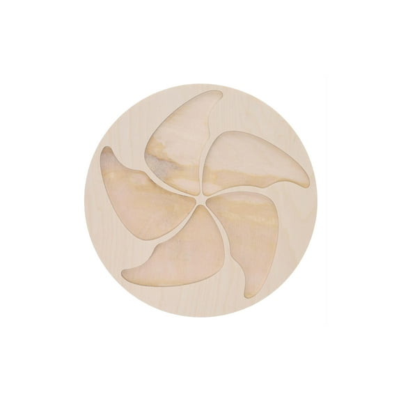Welled Wood Surface, Circle With Pinwheel Shaped, 10" X 10", For Wooden Trays, Crafts And Decorations, Welled Center For Resin Design Or Paint - Decoupage, Engraving, Wood Burning