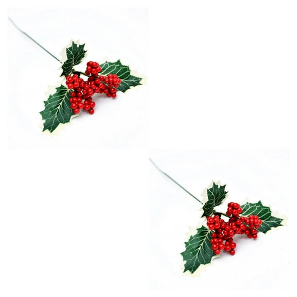 Bearachild Ramas de bayas rojas de Navidad, atmósferas temáticas decorativas artificiales de espuma, Fondo de fotografía de Navidad, decoración de Sucursal única 2piezas Bearachild CBP442665