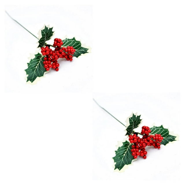 Billuyoard Ramas de bayas rojas de Navidad, atmósferas temáticas decorativas artificiales de espuma, Fondo de fotografía de Navidad, decoración de Sucursal única 2piezas Billuyoard CBP442665