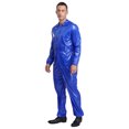thumbnail image 2 of Manyakai Combinaison Imperméable pour Homme, Col Rabattu, Manches Longues, Taille Élastique au Dos, Bleu, 3TG, 2 of 7