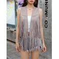 thumbnail image 3 of Yesfashion Women's Fringe Vest 70s Hippie Sleeveless Tassel Long Cardigan Jacket Cowgirl Western Tops, 3 of 9