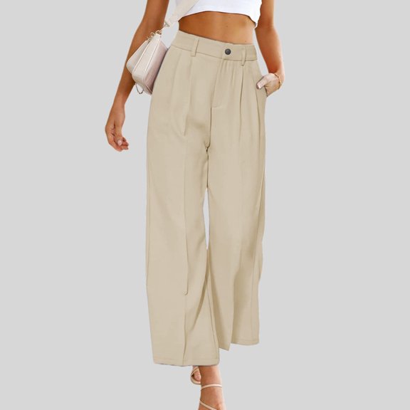 Akiihool Pants for Women Women's Yoga Dress Pants Stretchy Work Slacks Business Casual Pants for Women Straight Leg Trousers (Beige,L)