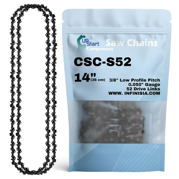 2-Pack 14-inch Chainsaw Chain Replacement for Homelite Electric Chainsaws - S52 (14", 3/8" Low Profile Pitch, 0.050" Gauge, 52 Drive Links)