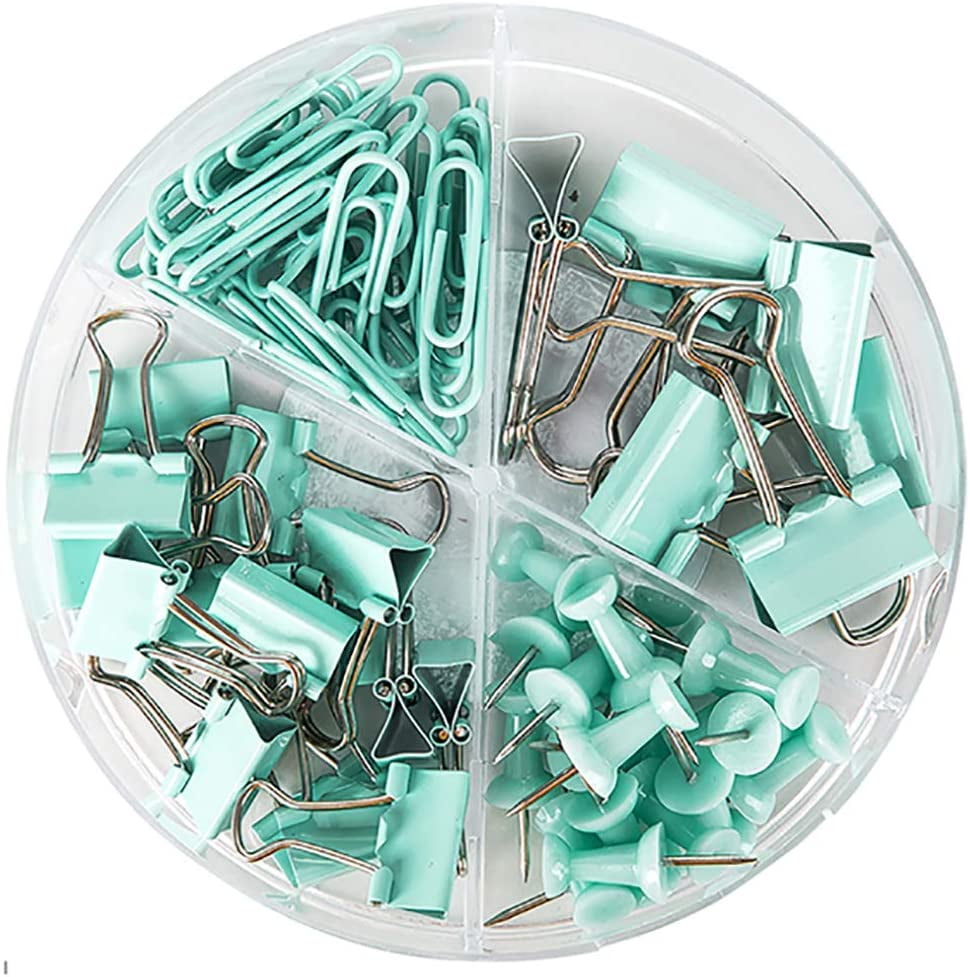 126x Gold Cactus Small Paper Clips and Binder Clips Set Mini Push Pins Office 