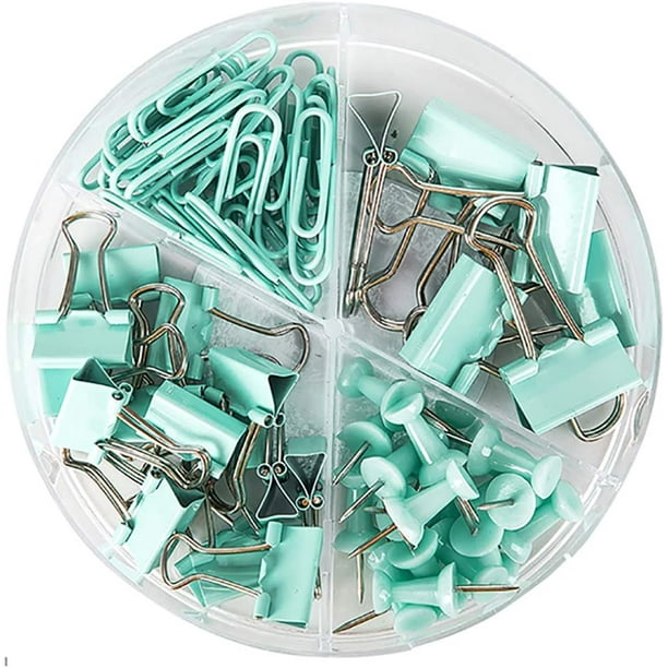 Clips de papel Binder Clips Push Pins Sets con caja de acrílico para suministros de oficina, accesorios escolares y artículos para el hogar Adepaton HMHZ599-1