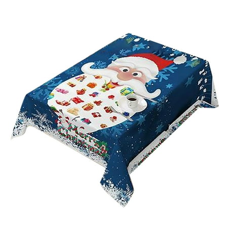 

ZHIYU Bibulous Tablecloth Decorated For Christmas(Blue Santa Claus)