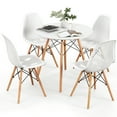 thumbnail image 1 of Costway Ensemble de Salle à Manger 5 Pcs pour 4 Personnes Table Ronde Moderne et 4 Chaises avec Pied en Bois Blanc, 1 of 8