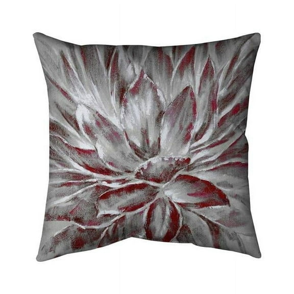 Begin Home Decor 5543-1616-FL95-1 16 x 16 in. Red & Grey Flower-Double Sided Print Indoor Pillow Cover