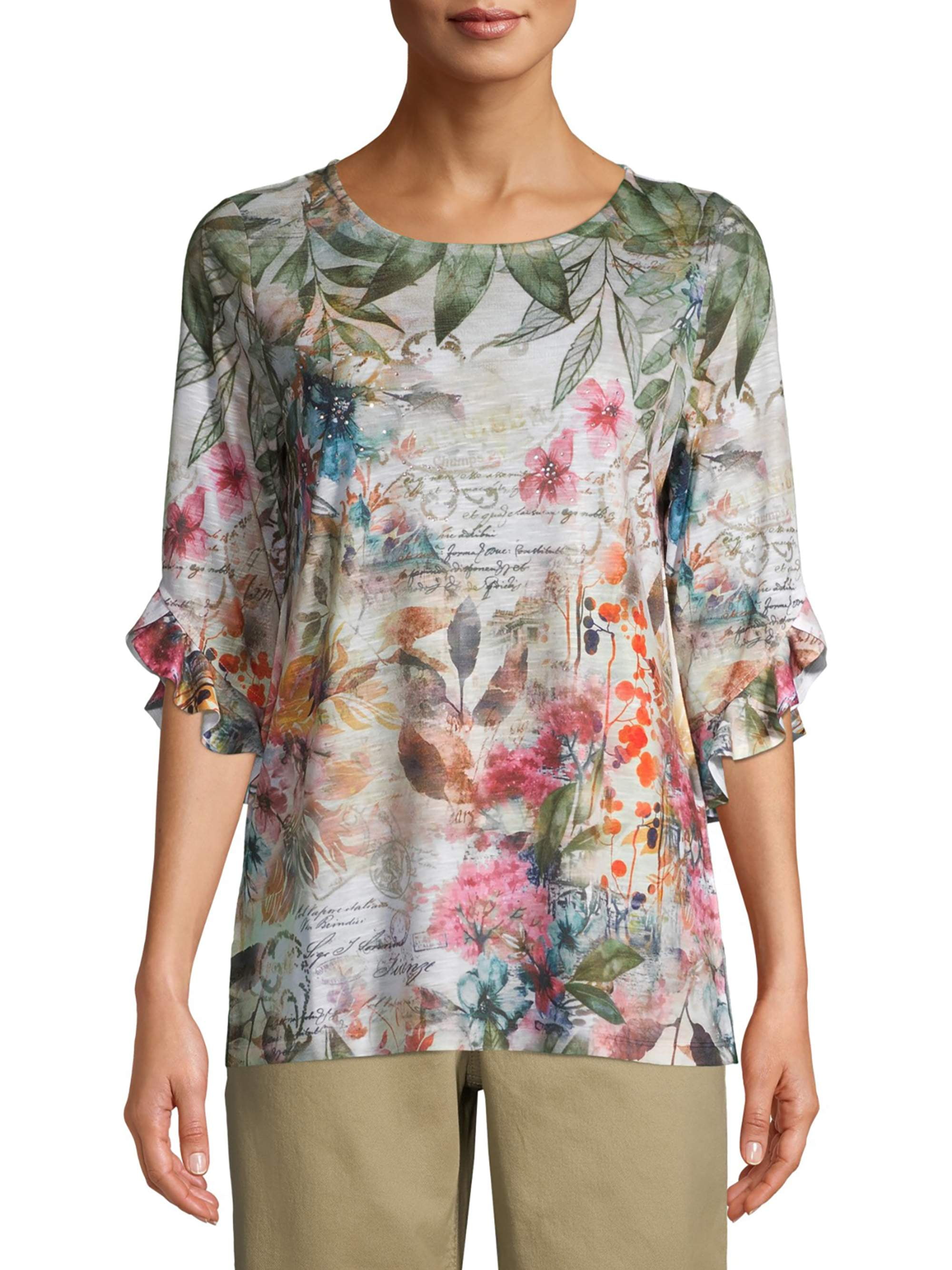 walmart time and tru ruffle sleeve top