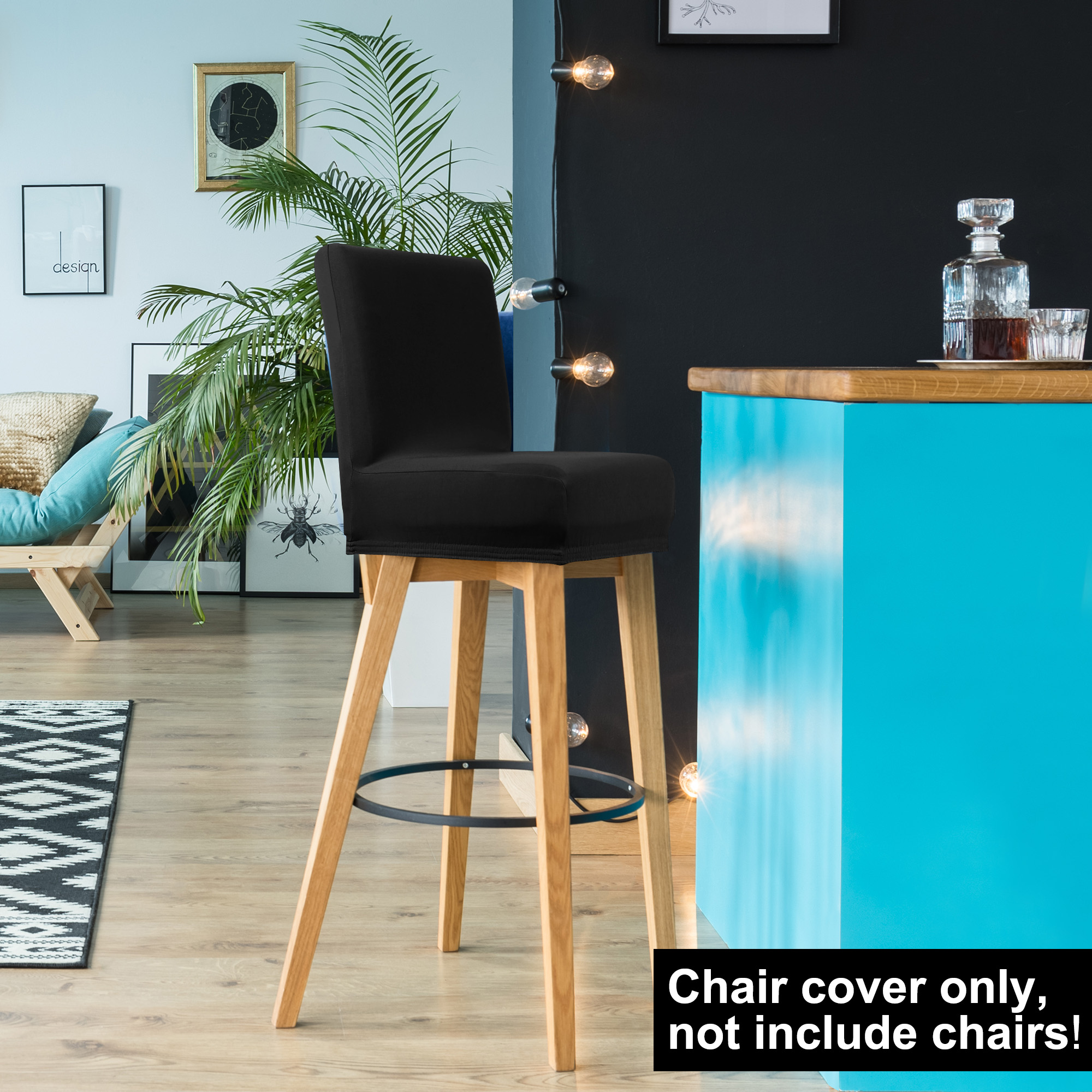 Unique Bargains Bar Stool Covers Counter Height Side Chair Slipcover Black 1 Pc