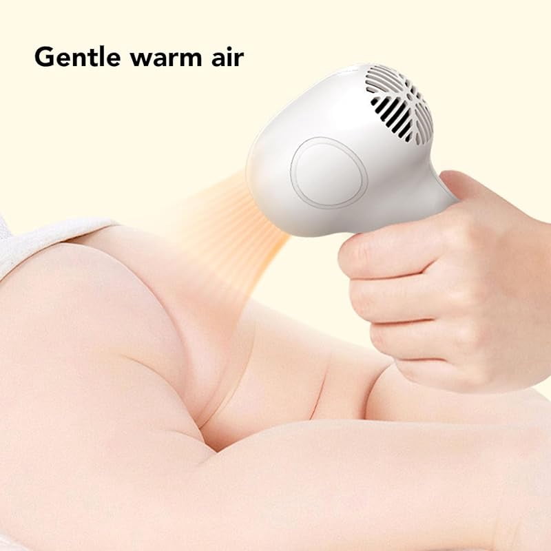 Kids Cordless Hair Dryer, Low Noise Quiet Gentle Baby Hair Dryer for Infant with 2 Speed Constant Temperature, Rechargeable Portable Mini Baby Butt Blow Dryer for Toddler (White