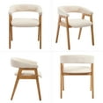 thumbnail image 7 of Guyou Modern Dining Chairs Set of 6, Linen Upholstered Wooden Kitchen Side Chairs, Barrel Armchair with Curved Backrest for Dining Room Kitchen Living Room, Beige, 7 of 7