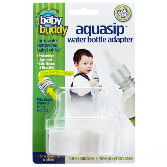 Baby Buddy AquaSip Bottle Adapter, Two-Sided for Baby & Toddler, BPA-Free Silicone, 2 Count