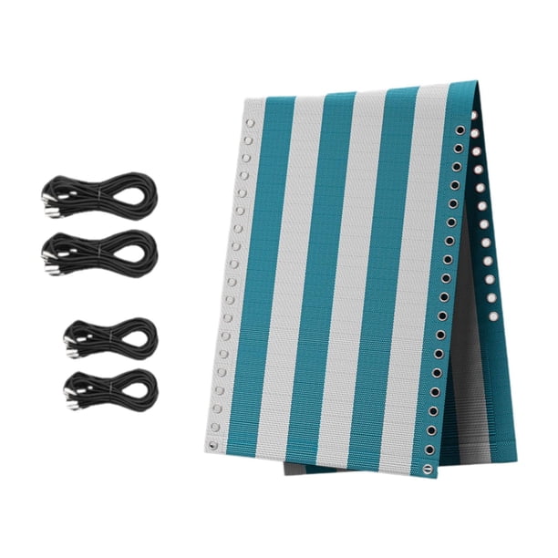 Juego de tela de repuesto para sillas informales con kit de cordón elástico para reparación de césped y playa. Azul 160cm x 43cm