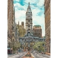 thumbnail image 2 of Wang, Melissa 12x14 Gold Ornate Wood Framed with Double Matting Museum Art Print Titled - US Cityscape-Philadelphia, 2 of 4