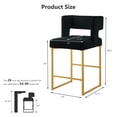 thumbnail image 2 of Peispie 26" H Counter Height Bar Stools Set of 2, Modern Velvet Barstools with Square Open Low Back and Gold Metal Frame, Padded Kitchen Island Chairs for Home Bar Dining Room, Black, 2 of 8