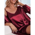thumbnail image 5 of KISSGAL Sleeveless Nightgowns with Robes Set Satin Silk Bridal Party 3/4 Sleeves Bathrobes with Pocekts, 5 of 6
