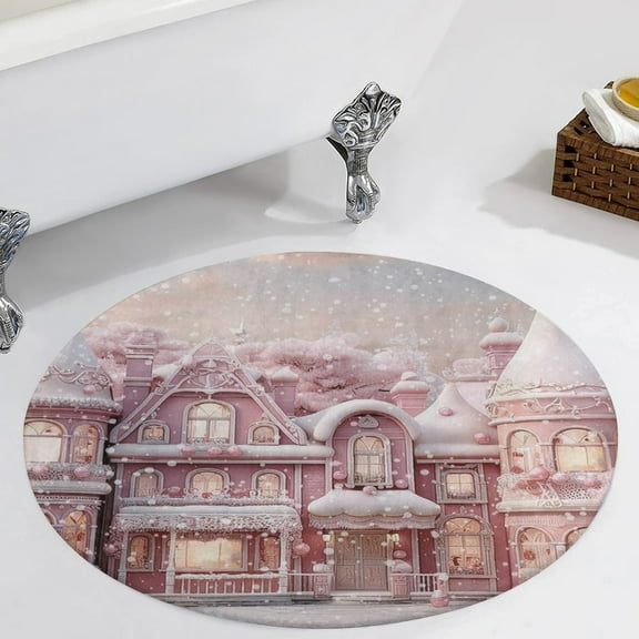 Winter Christmas Sweet Candy Round Carpet Circle Rug Outdoor Patio Area Rug Washable Large Area Rugs Hallway Room Decor Fitness Mats