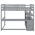 thumbnail image 7 of Full Size Loft Bed, Wood Full Loft Bed Frame with Desk and Shelves, Two Built-in Drawers, Modern Style Wood Loft Bed Frame with Safety Guard Rail, Hight Loft Bed for Teens and Adults, Bedroom, Gray, 7 of 7