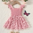thumbnail image 2 of HWJAD Toddler Dress Ruffle Sleeveless Button Down Dress for Baby Girl Dress Summer Beach Casual Butterfly Tulle Sundress, 2 of 9