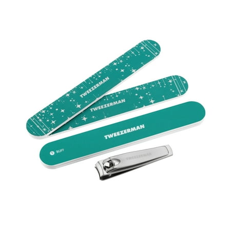 Tweezerman Majestic Turquoise Blue Manicure Set - Includes Nail Clipper, Files, and Buffer