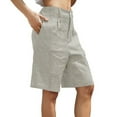 thumbnail image 5 of Amazhiyu Womens Pure Linen Summer Casual High Waisted Bermuda Shorts for Lounge Beach, 5 of 7