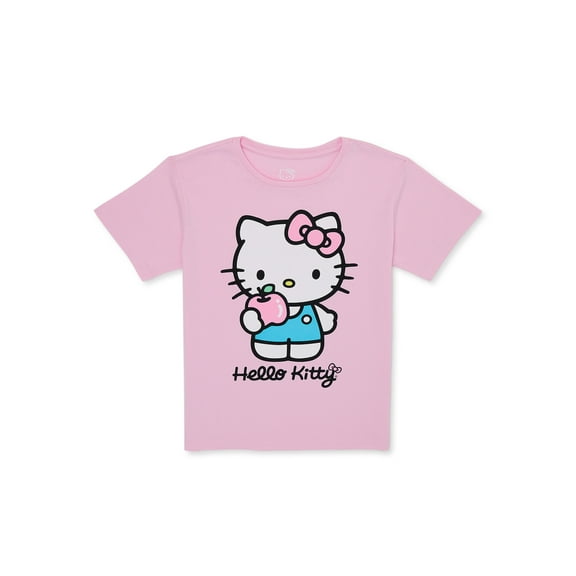 Hello Kitty and Apple Girls Short Sleeve Graphic T-Shirt, Sizes 4-16